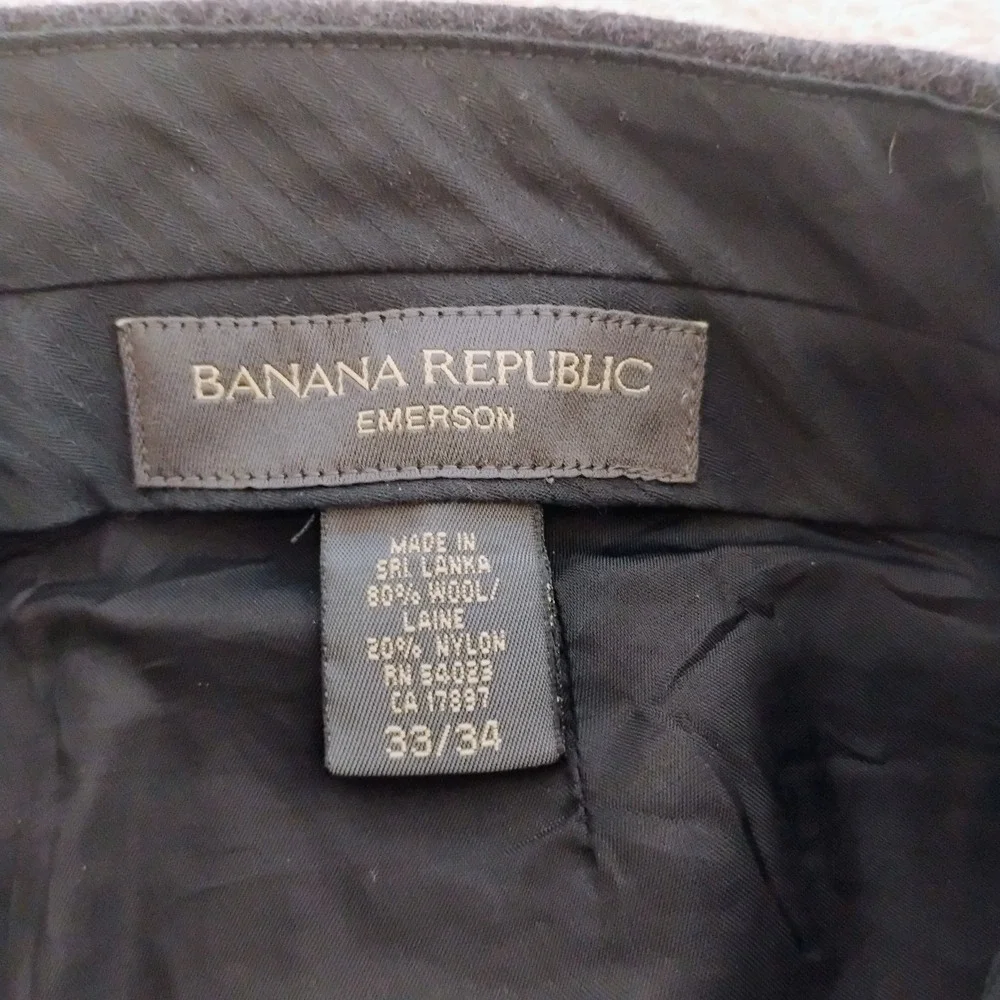 Banana Republic Mens 33x25 Black Wool Blend Emerson Straight Cargo Chino Pants